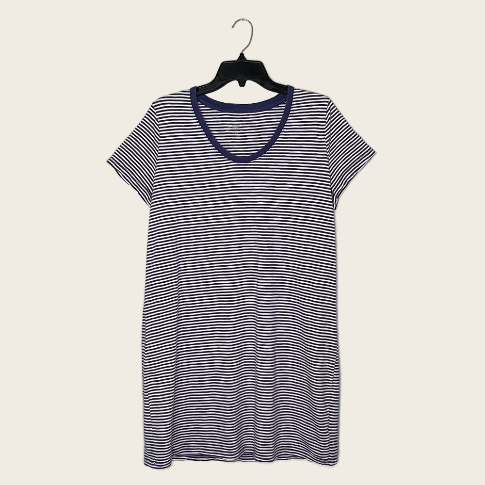 Universal Thread Blue Striped Short Sleeve Mini T-Shirt Dress
